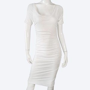 Standard James Perse White Ruched T-Shirt Dress | M